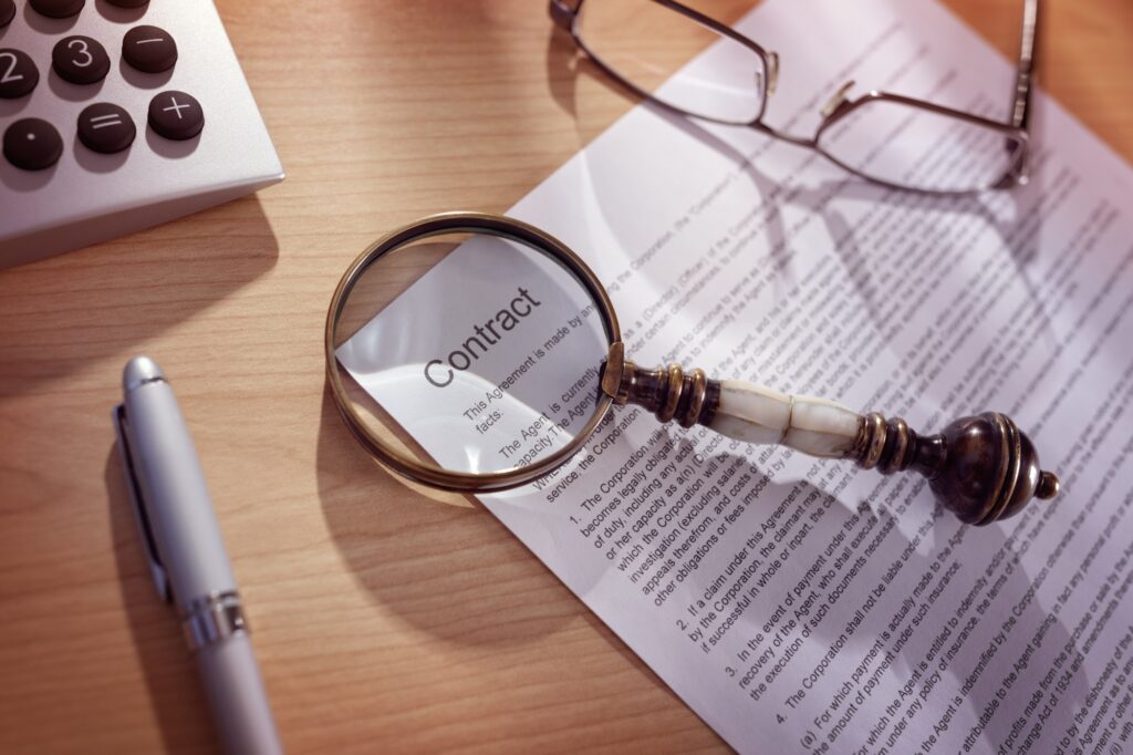 a magnifying glass on a paper