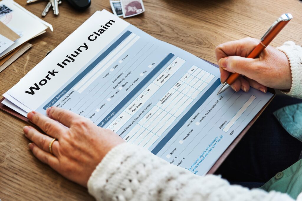 a person filling out a form