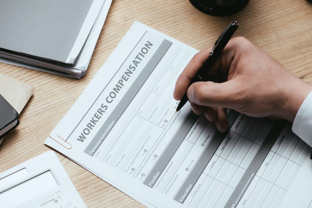 a person filling out a form