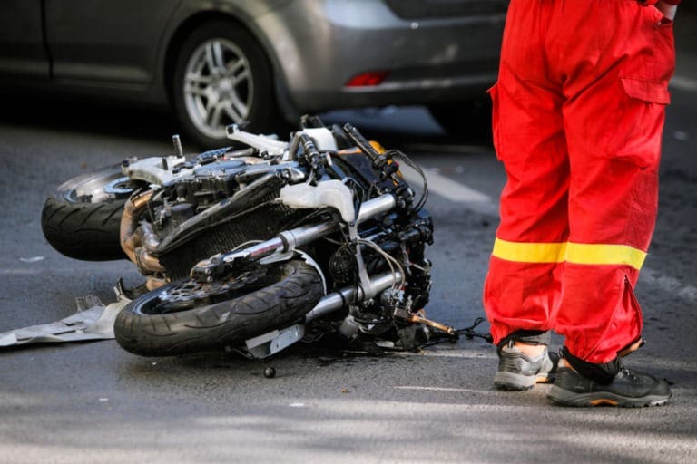 crashed motorcycle after an accident