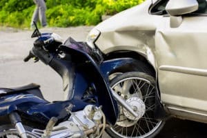 motorcycle crashed into car