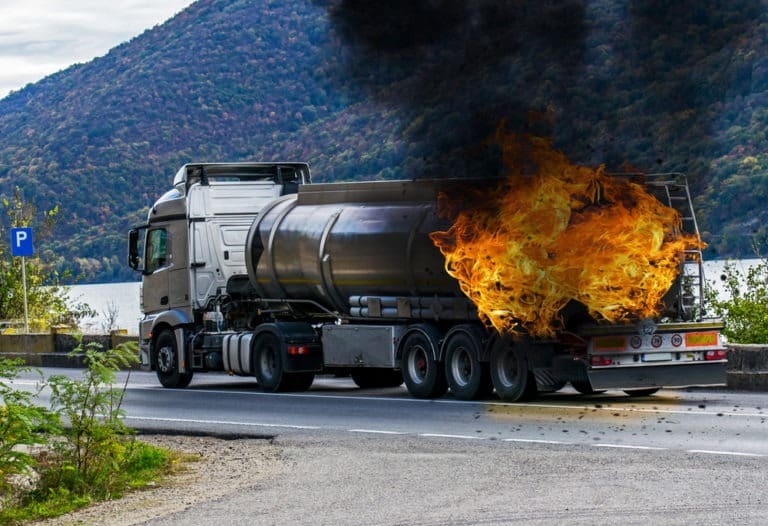 fuel truck on fire