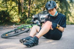 girl with a bike injury