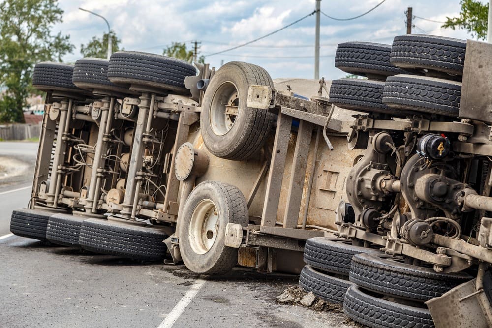 overturned fuel truck on the highway