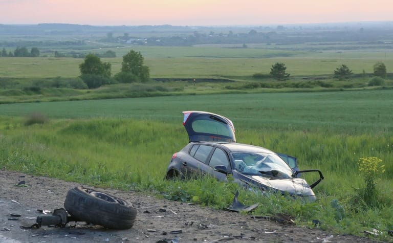 car in a ditch