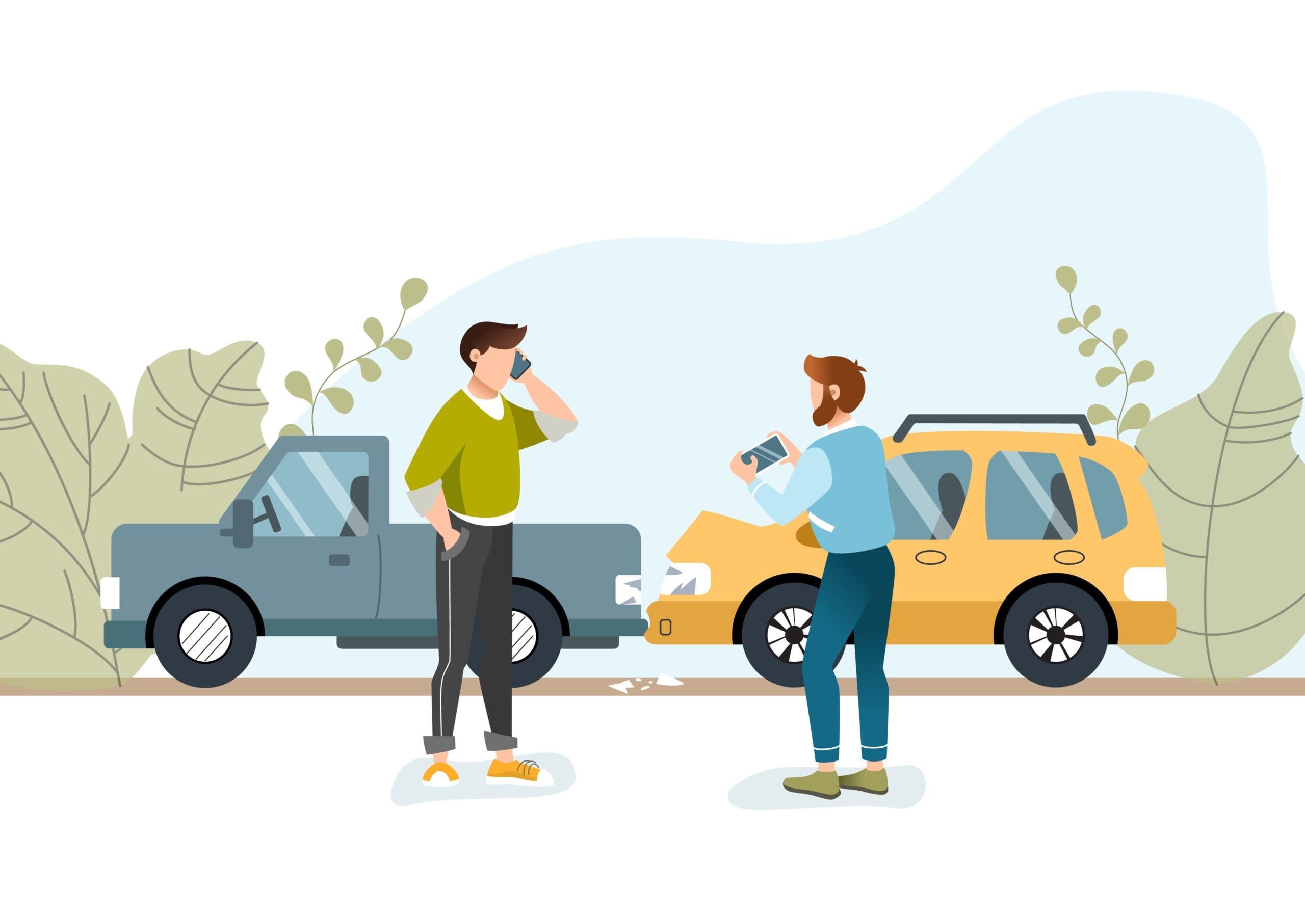vector of two men after a car accident