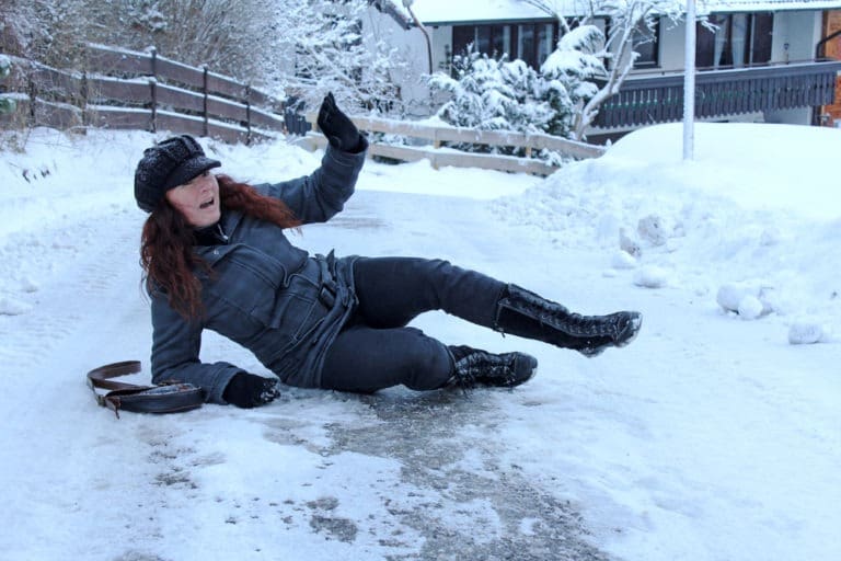 woman falling on ice