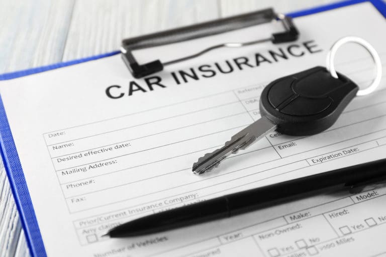 car insurance form with key