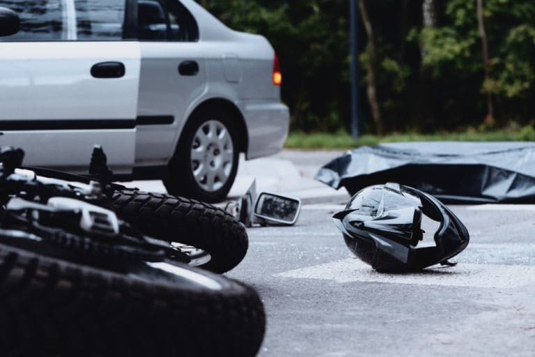 close-up on motorcycle accident