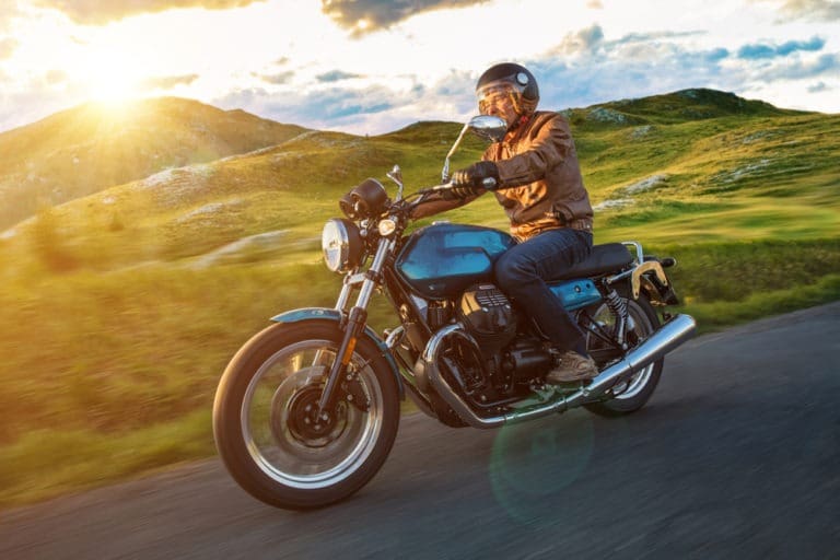 motorcycle rider at sunset