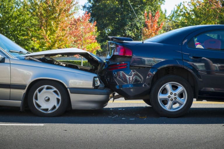 Two Cars After Rear End Collision Accident