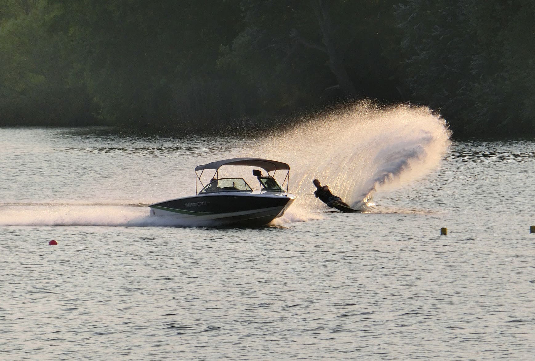 Wakesurfing person