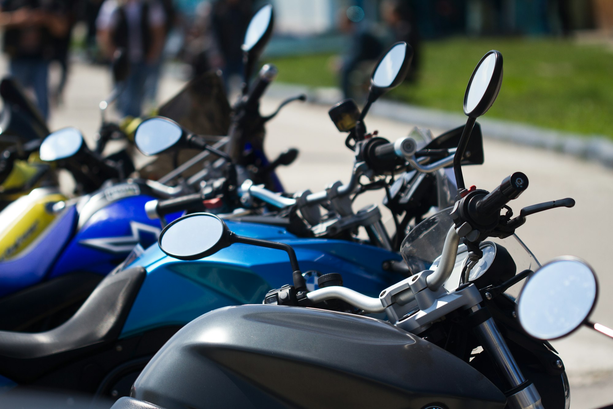parked motorcycles in the street