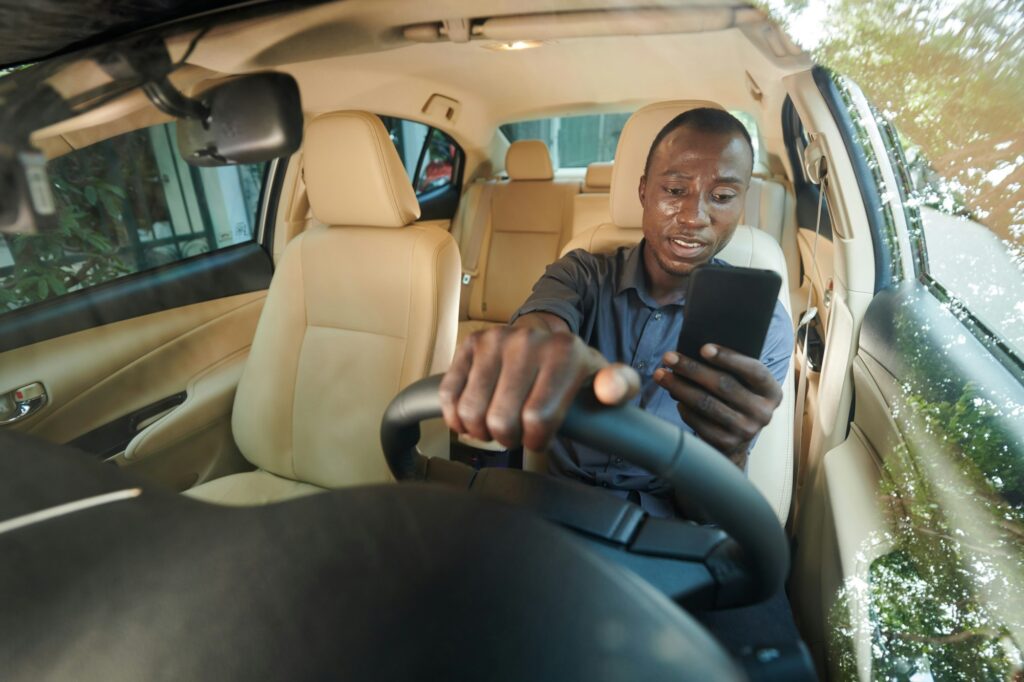 Distacted Anxious Man Driving