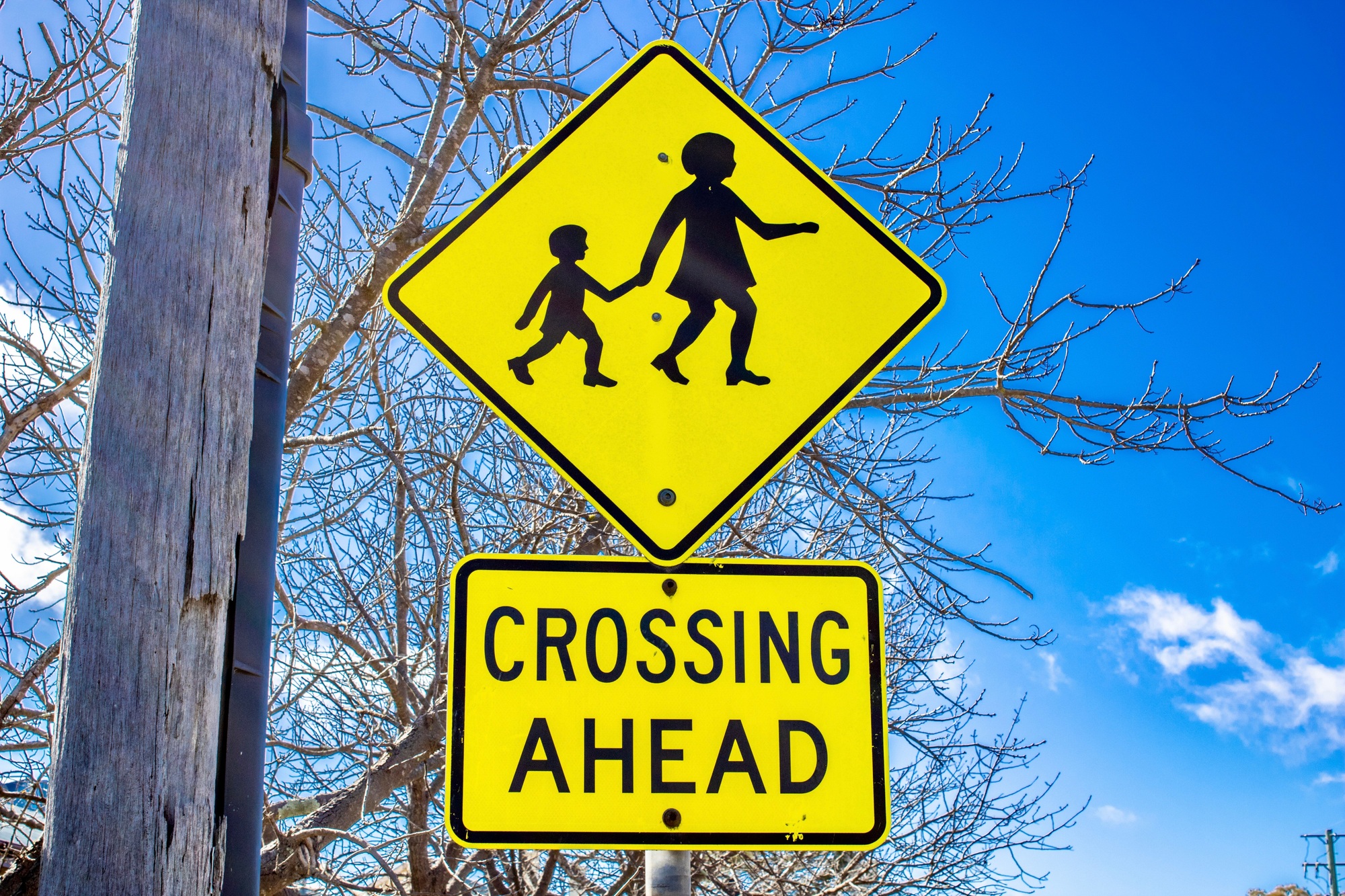 Pedestrian crossing sign at Emmaville, New South Wales, Australia.