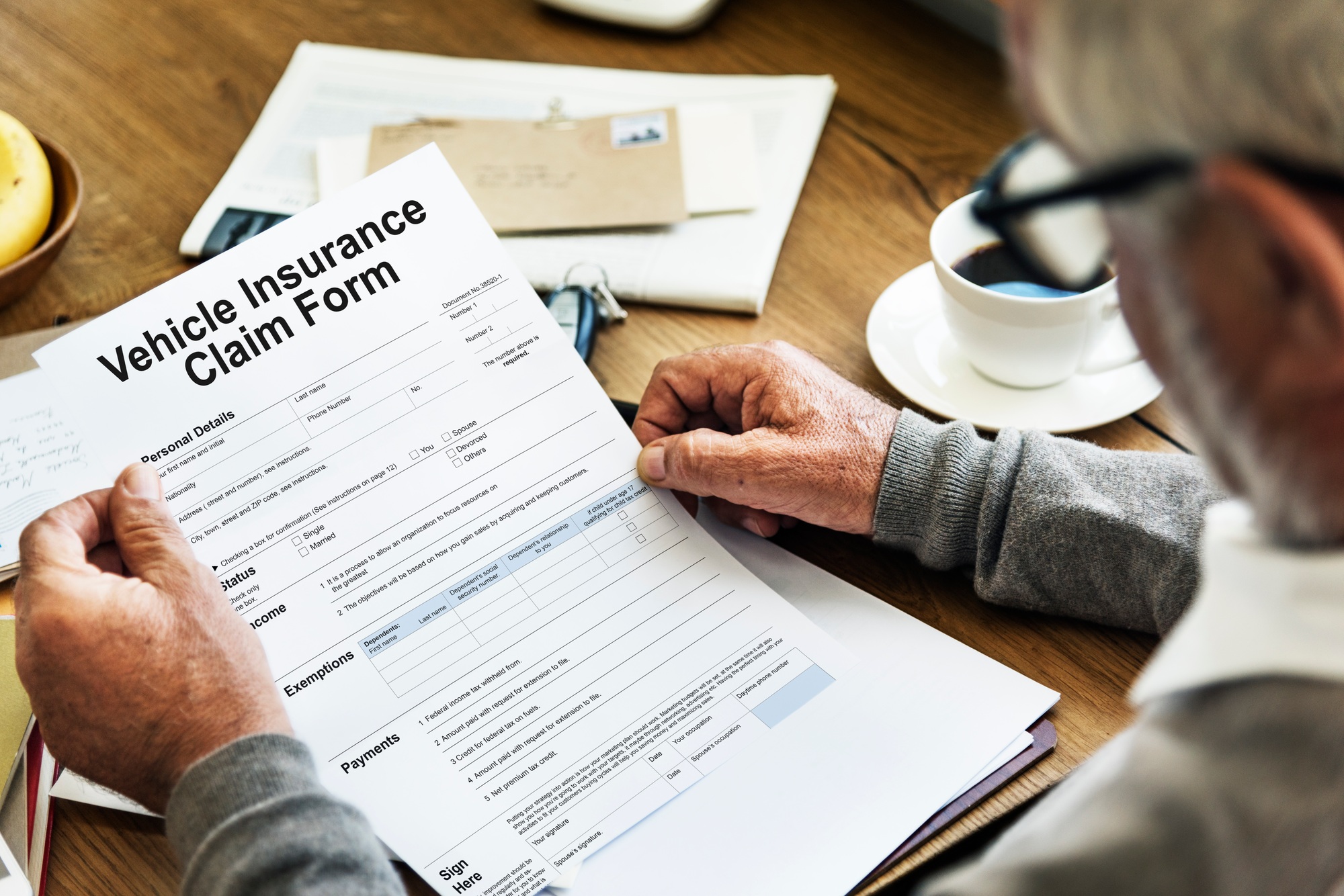 Vehicle Car Insurance Claim Form Concept