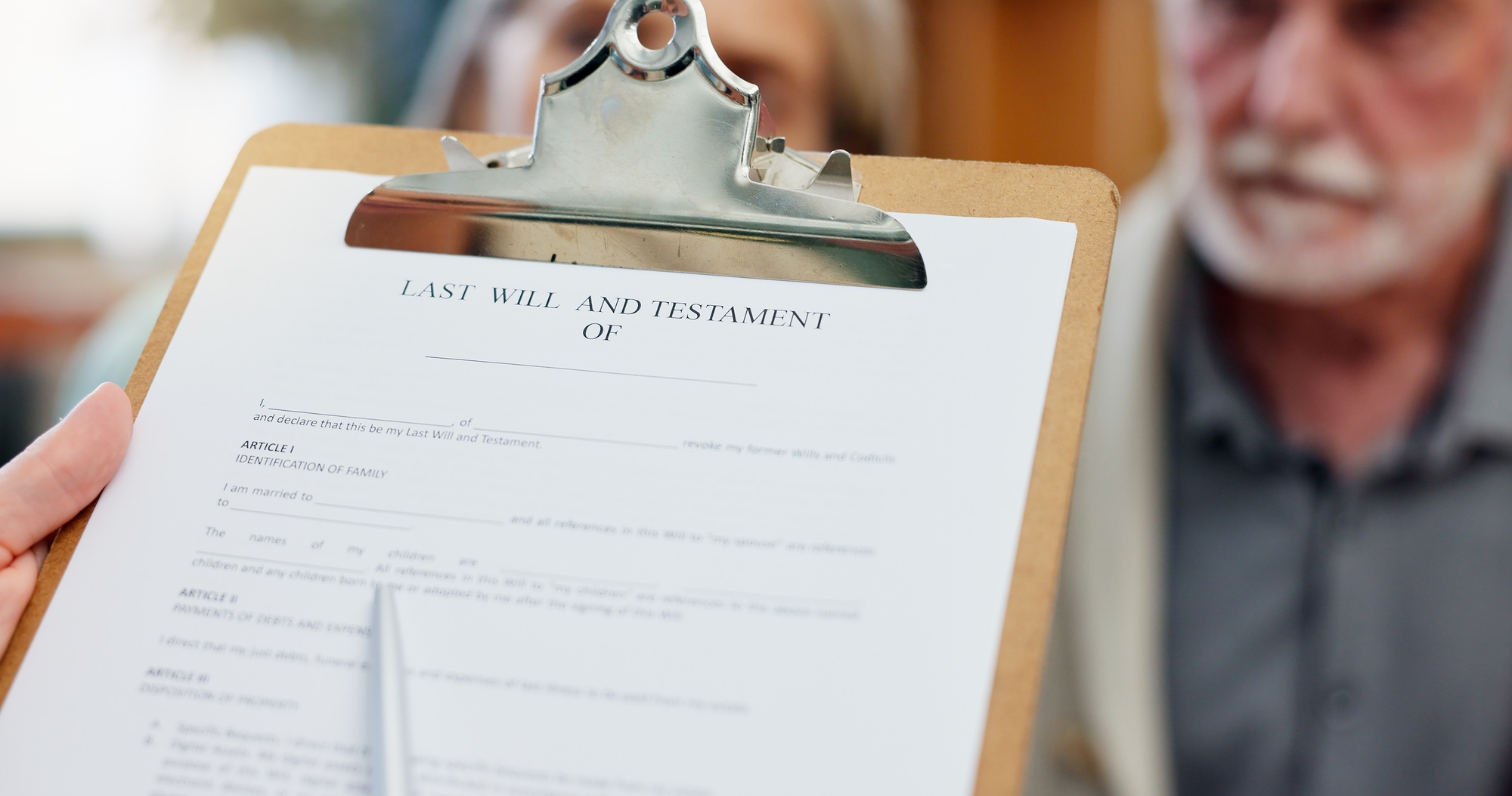 Will, retirement and document for old man, home and listening to reading of inheritance and plannin