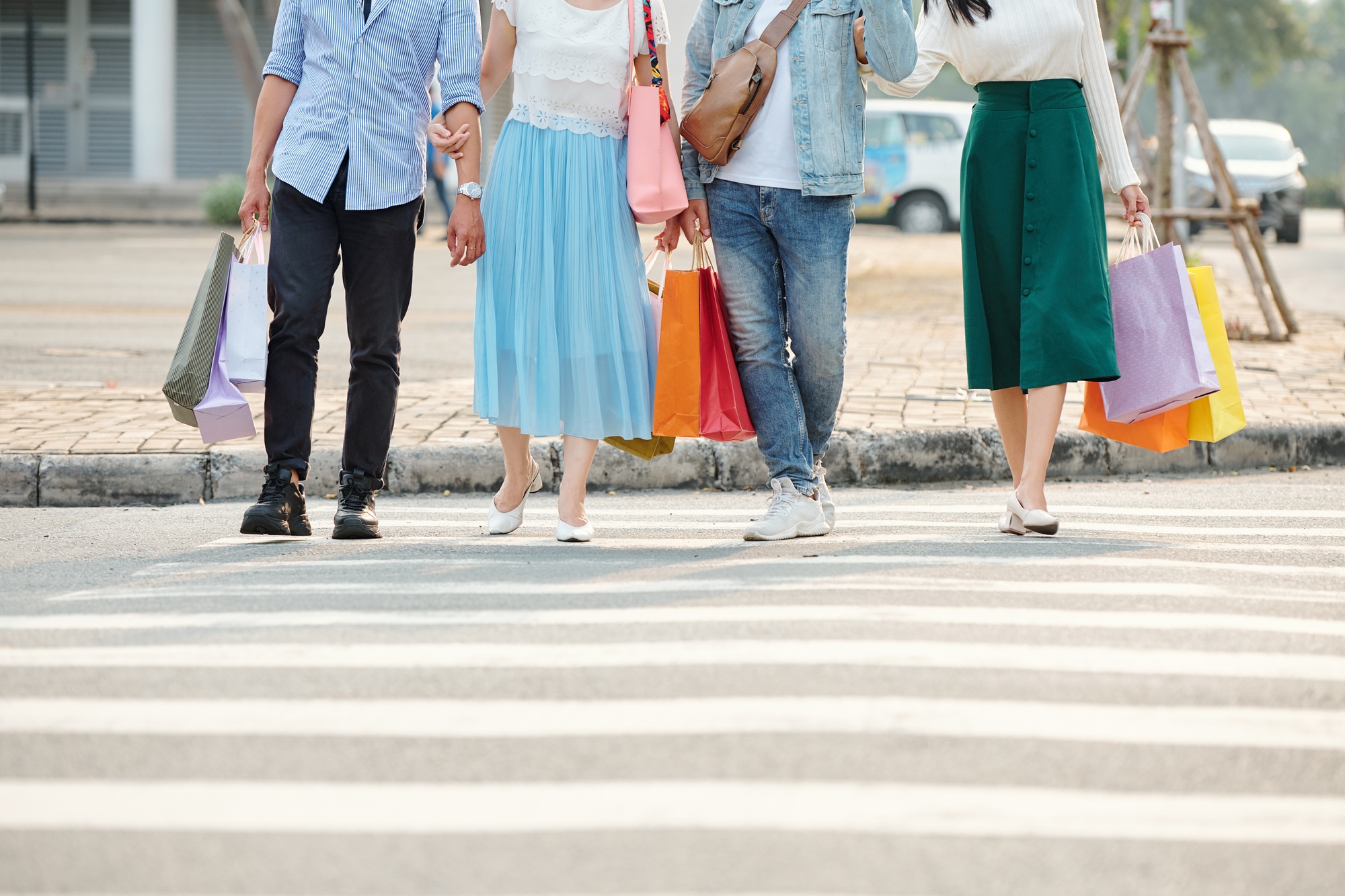 People on pedestrian crosswalk